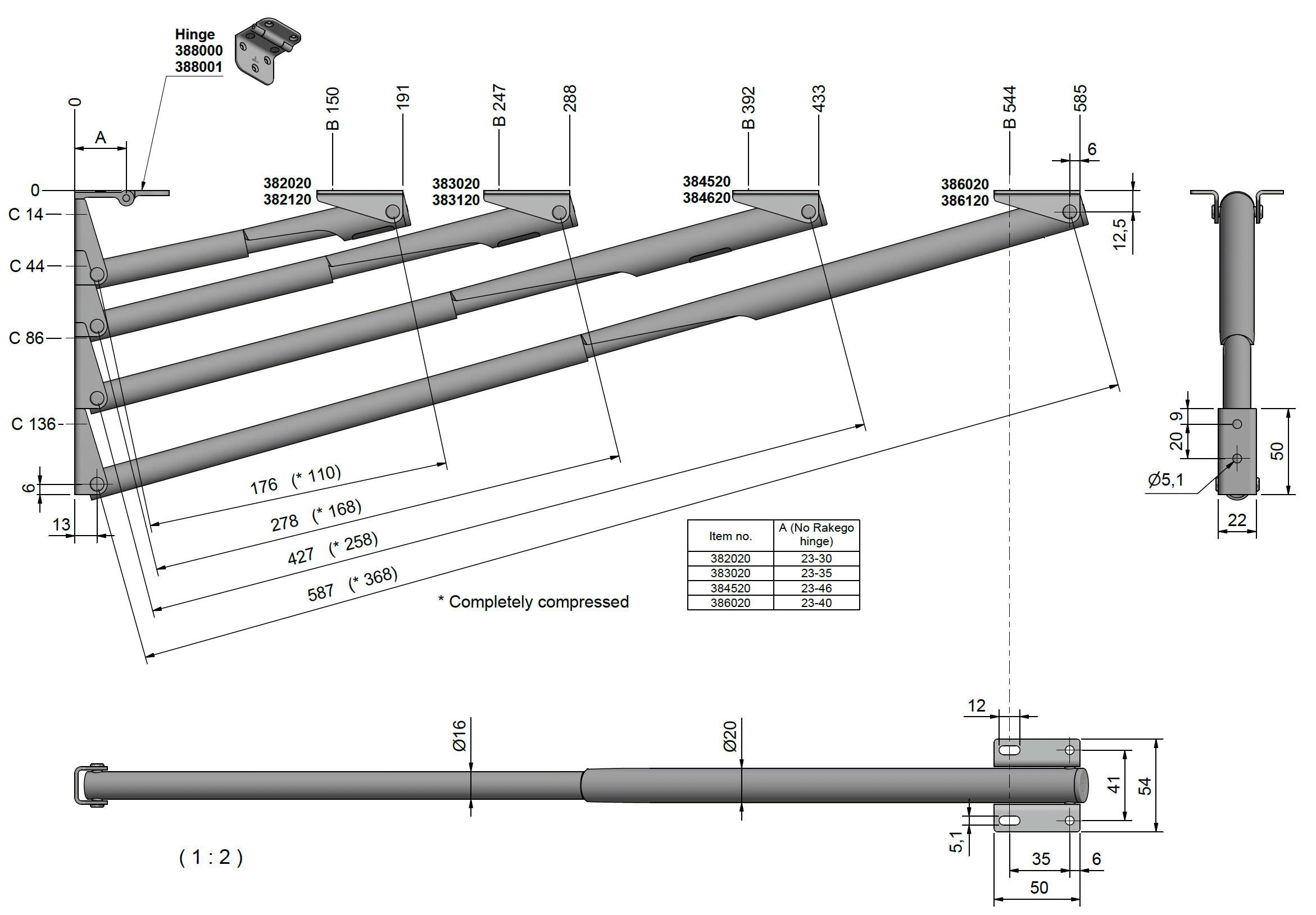Escuadras Abatibles de Aluminio Rakego plano